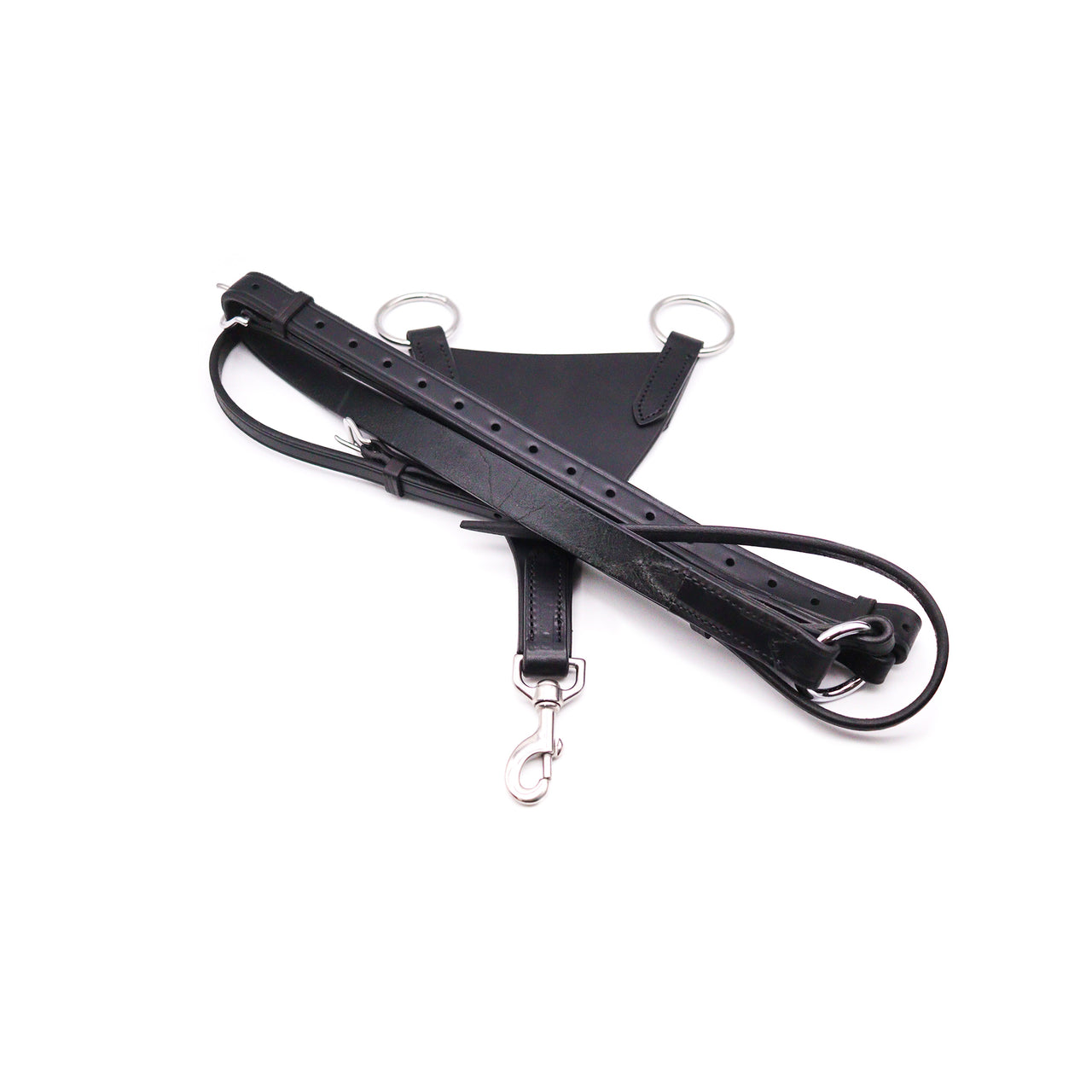 Martingale & Ring Fork - Black With Silver Hardware